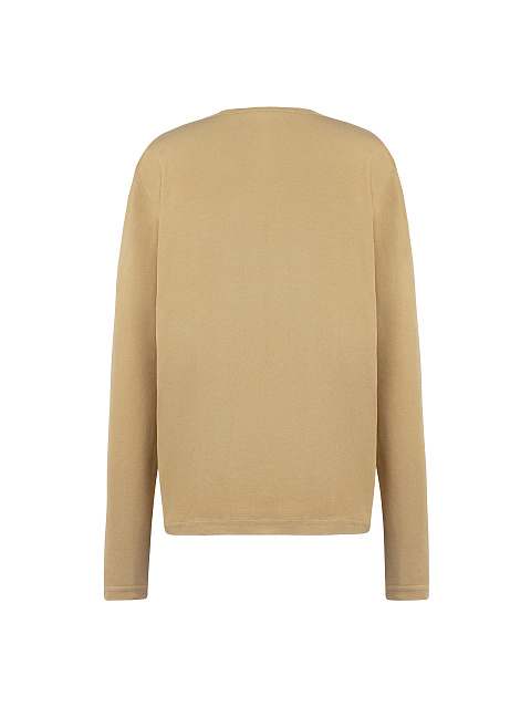 Песочный хлопковый лонгслив с черным принтом "Like Yana", 2