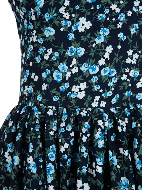 Темно-синее хлопковое платье-миди с цветочным принтом, 3 Темно-синее хлопковое платье-миди с цветочным принтом, 3