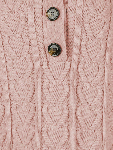 Розовый вязаный комплект из пуловера и шорт, 3