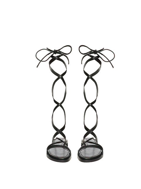 Высокие сандалии из черной кожи с завязками, 2 Высокие сандалии из черной кожи с завязками, 2