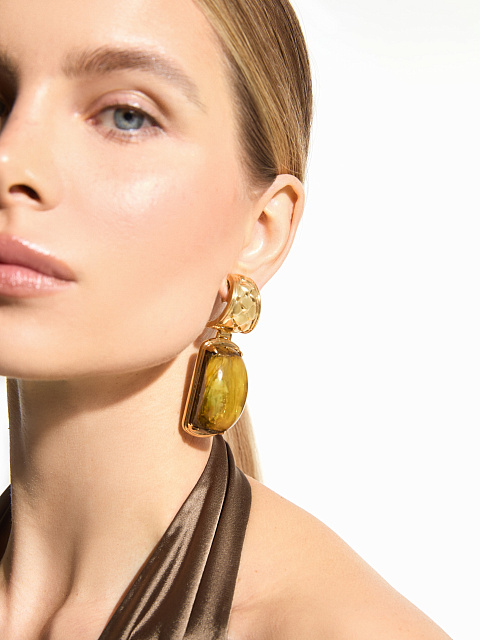 Серьги из позолоченного серебра с янтарем, 1