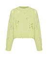 Пуловер салатового цвета с дырками, укороченный