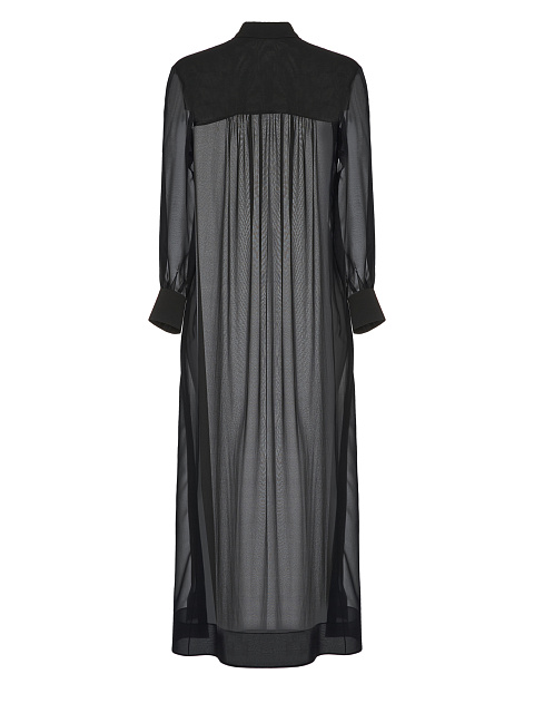 Черное прозрачное платье-рубашка со складками, 2 Черное прозрачное платье-рубашка со складками, 2