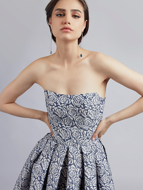 Синее платье-миди из жаккарда, 6 Синее платье-миди из жаккарда, 6