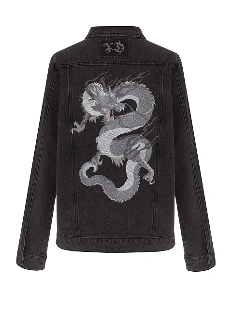 Черная джинсовая куртка с вышивкой на спине, 1 Черная джинсовая куртка с вышивкой на спине, 1
