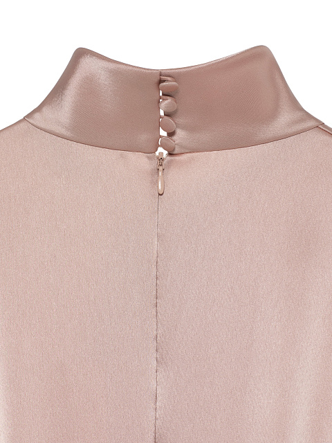 Пудровое платье из шелка с манжетами из меха норки, 5