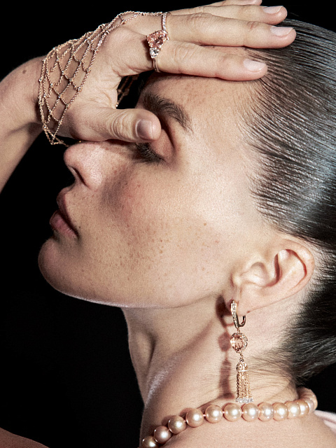 Серьги-кисти из розового золота с морганитами огранки «сердце» и бриллиантами, 3 Серьги-кисти из розового золота с морганитами огранки «сердце» и бриллиантами, 3