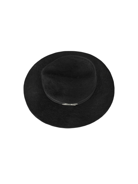 Черная фетровая шляпа с кожаной лентой и декором, 1