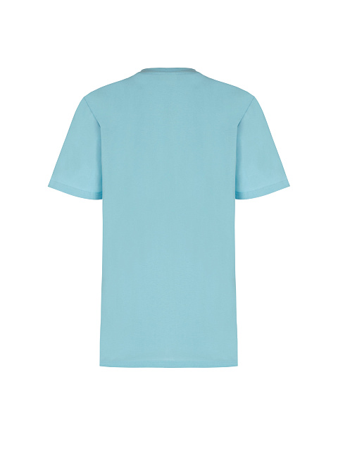 Голубая хлопковая футболка со стразами, 2