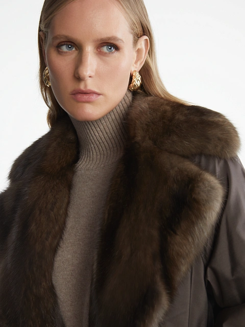 Коричневый тренч на подкладке из соболя, 6 Коричневый тренч на подкладке из соболя, 6