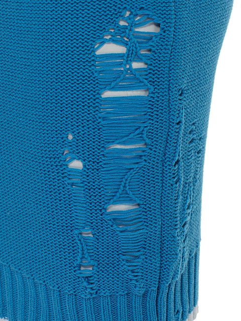 Синий вязаный комплект из свитера и юбки-миди, 5 Синий вязаный комплект из свитера и юбки-миди, 5