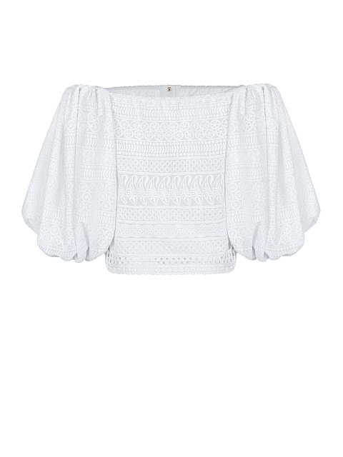 Белый топ из хлопка с узором, 2