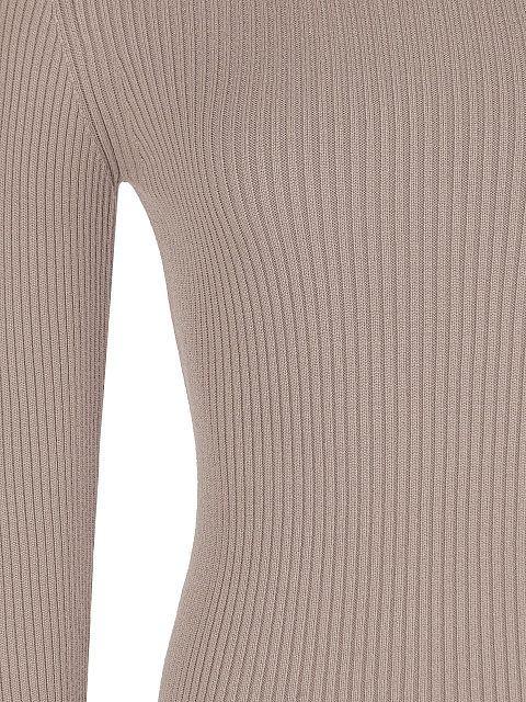 Бежевая трикотажная водолазка в рубчик, 3