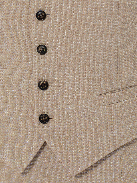 Бежевый костюм-тройка с цветочной вышивкой, 11