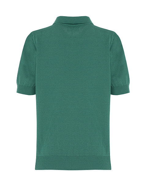 Зеленый джемпер с короткими рукавами и воротником, 2
