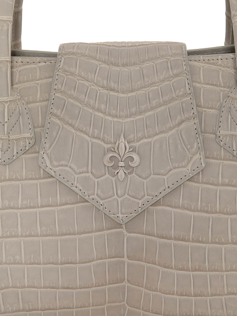 Бежевая сумка-трапеция с клатчем из кожи крокодила, 5