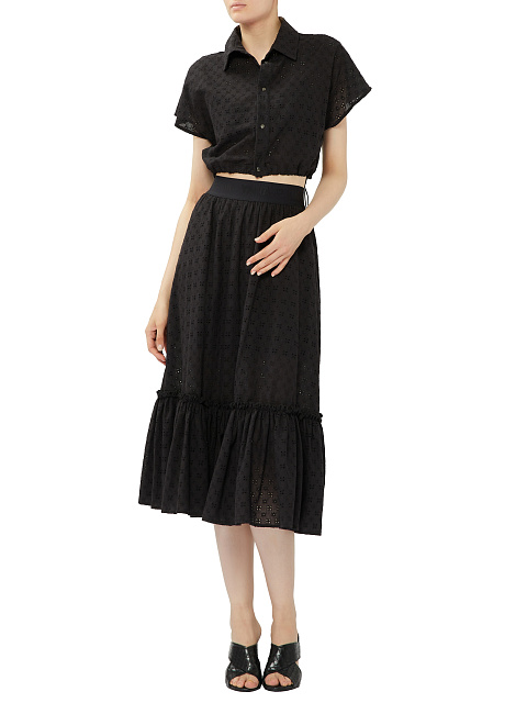 Черная юбка-миди из хлопкового кружева, 7