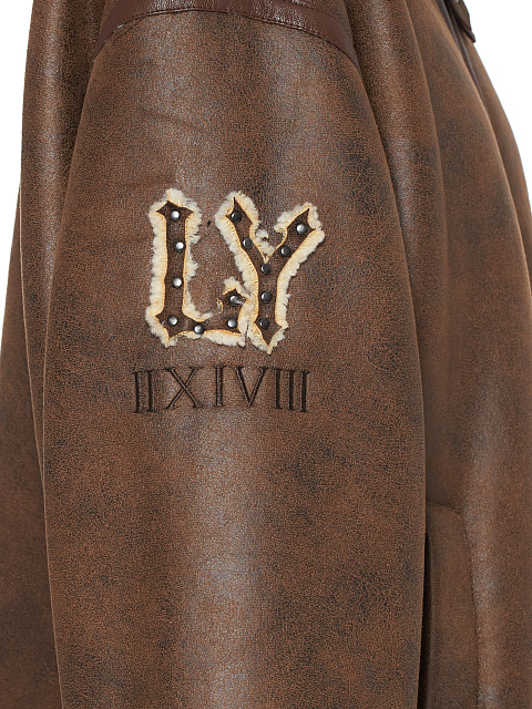 Коричневая укороченная дубленка из эко-меха, 7