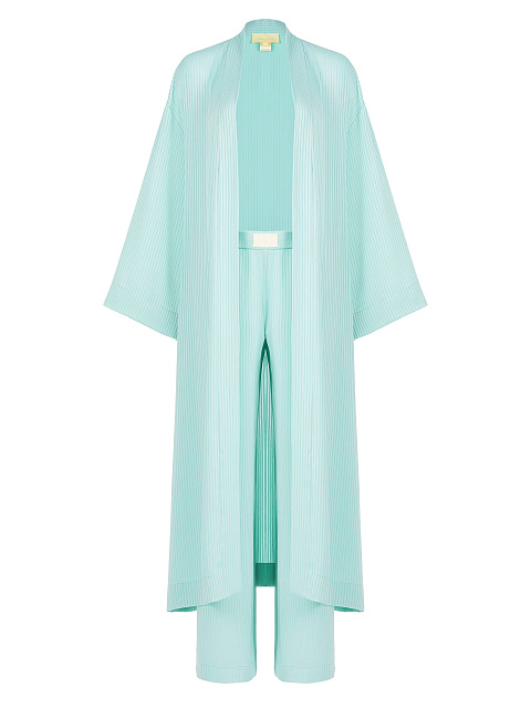 Мятный шифоновый комплект из накидки и брюк, 1