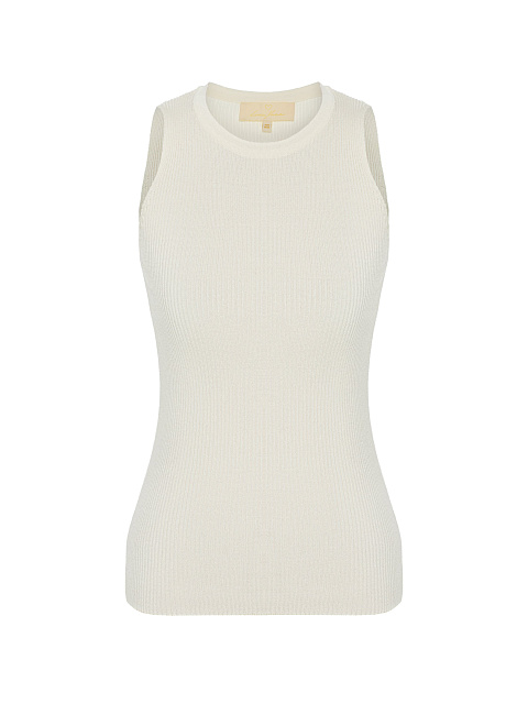 Молочный топ-лапша с круглым вырезом из трикотажа, 1