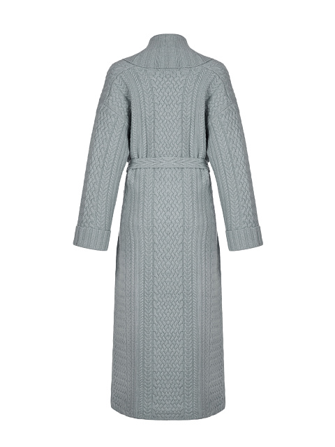 Серое вязаное пальто из шерсти мериноса и кашемира, 2