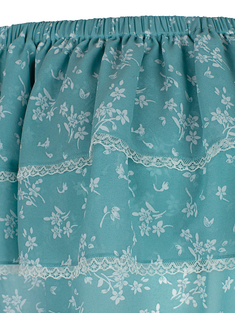 Бирюзовый шифоновый топ с открытыми плечами, 3