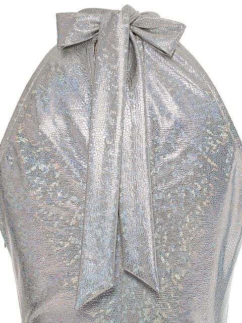 Серебристое голографическое платье-мини, 4