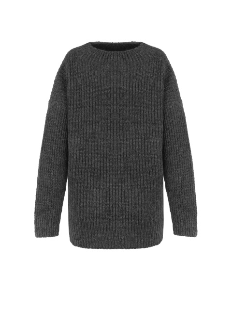 Серый шерстяной свитер в рубчик, 1