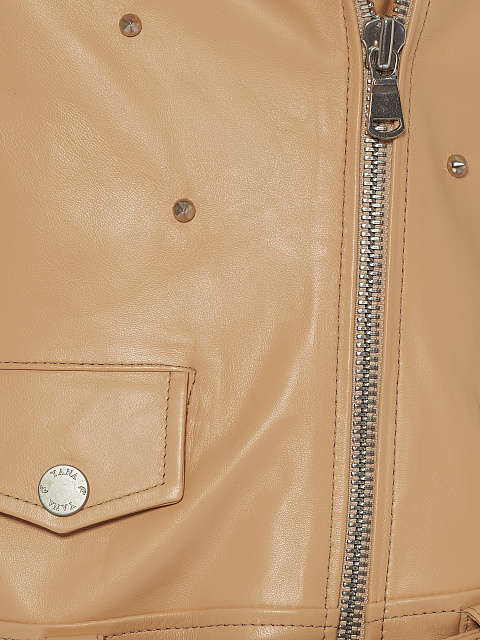 Светло-бежевый кожаный жилет с шипами, 4