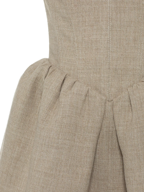 Бежевое платье-мини из льна, 3