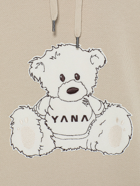 Бежевое хлопковое худи с медведем, 3