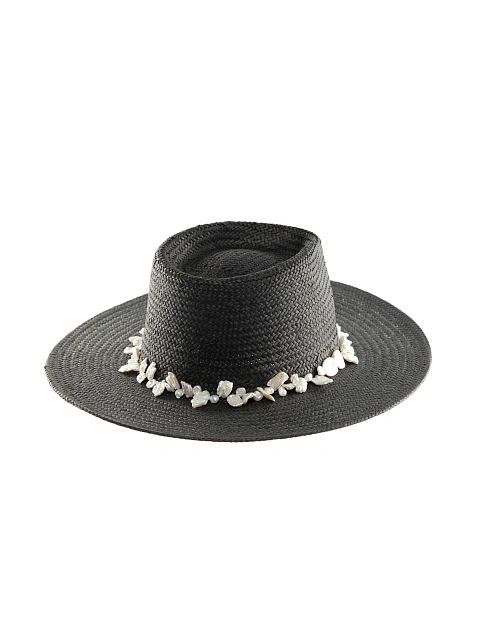 Черная соломенная шляпа с отделкой из жемчуга, 3 Черная соломенная шляпа с отделкой из жемчуга, 3