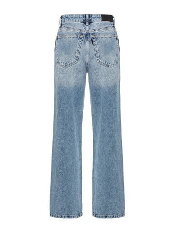 Прямые джинсы голубого цвета с потертостями, 2