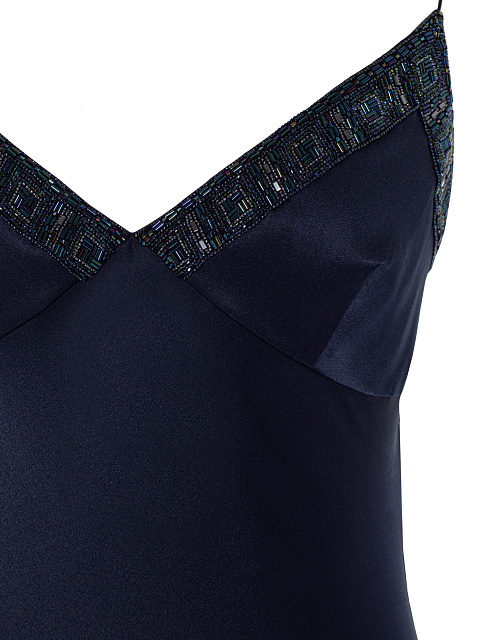Темно-синее платье-макси из шелка с бисером, 3 Темно-синее платье-макси из шелка с бисером, 3