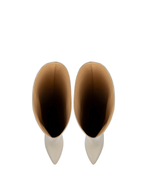 Молочные кожаные сапоги на высоком каблуке, 4 Молочные кожаные сапоги на высоком каблуке, 4