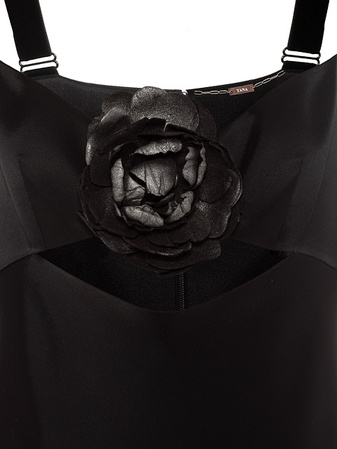 Черное платье-макси из шелка с серебристой розой, 3 Черное платье-макси из шелка с серебристой розой, 3