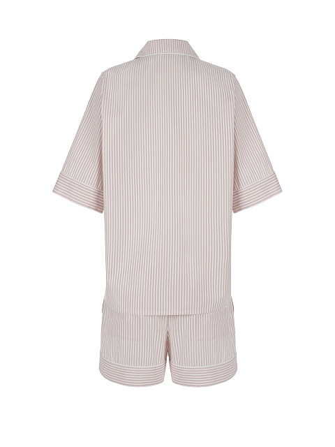 Бежевая хлопковая пижама в полоску, 2