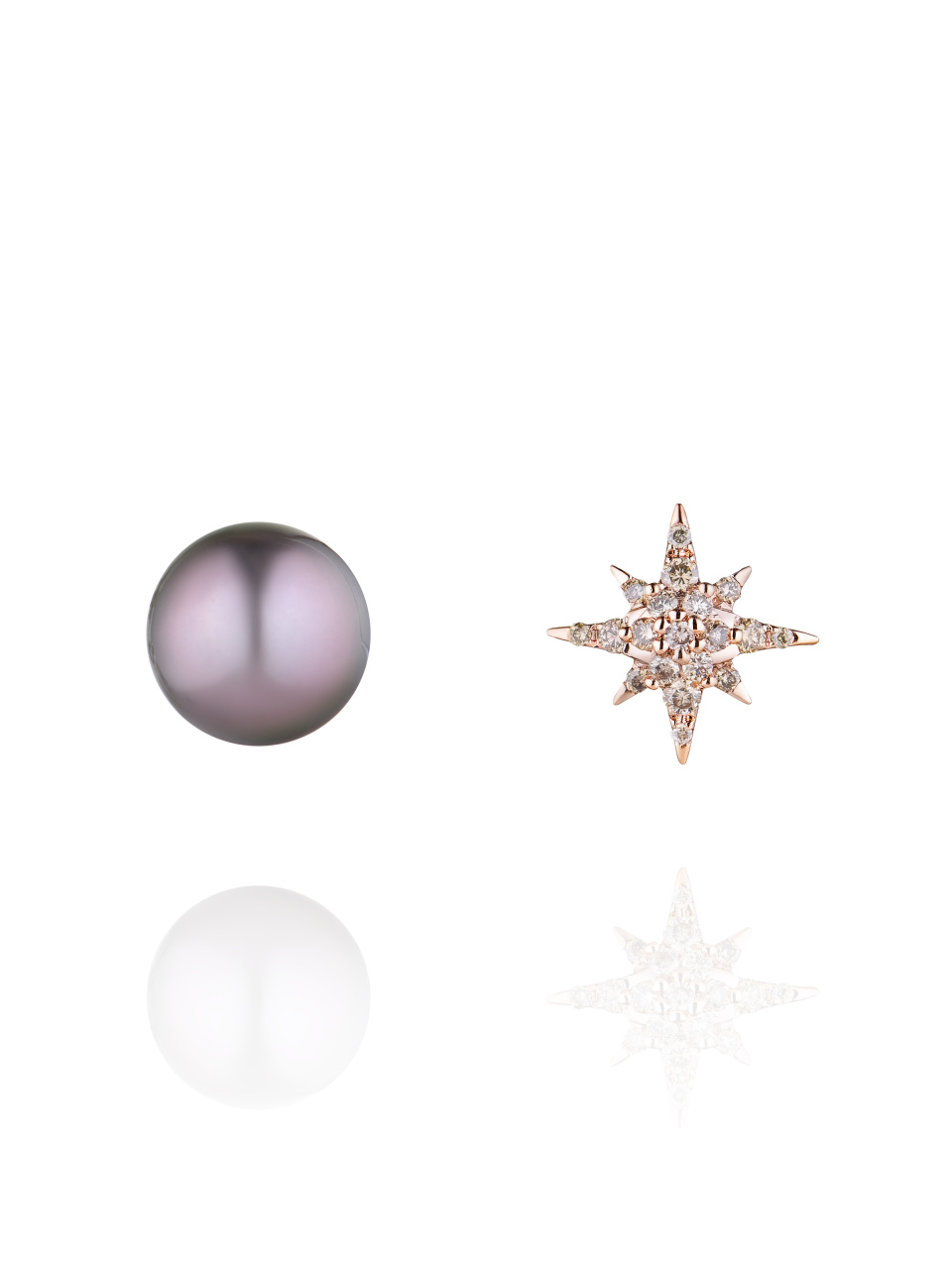 Серьги-гвоздики из розового золота с жемчугом и бриллиантами, 1