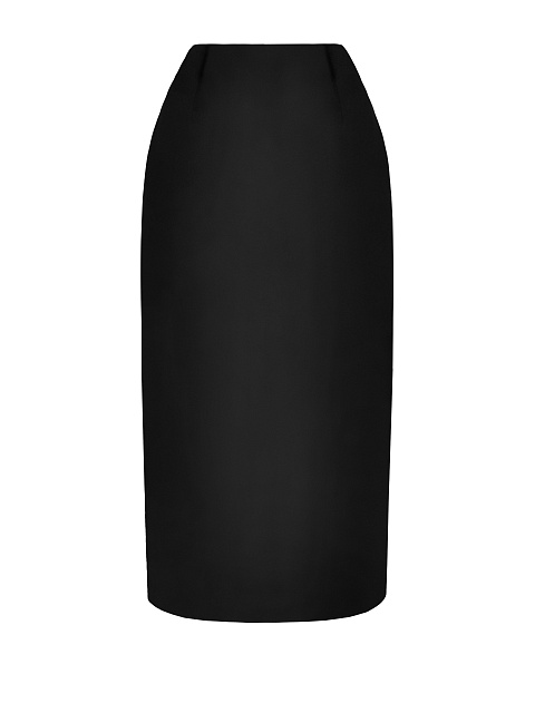 Черная атласная юбка-миди, 1