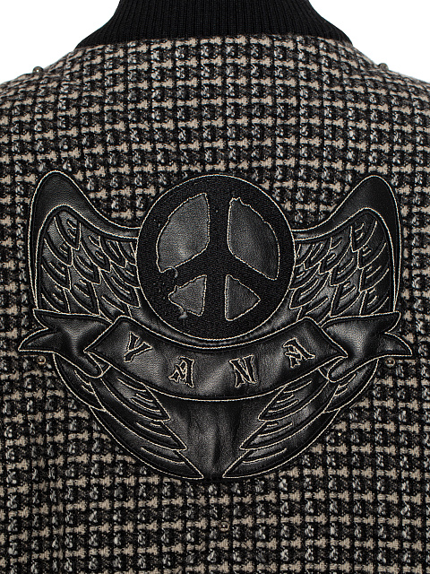 Черный бомбер из шерсти в клетку, 4