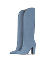 Голубые сапоги на высоком каблуке из джинсовой ткани Голубые сапоги на высоком каблуке из джинсовой ткани