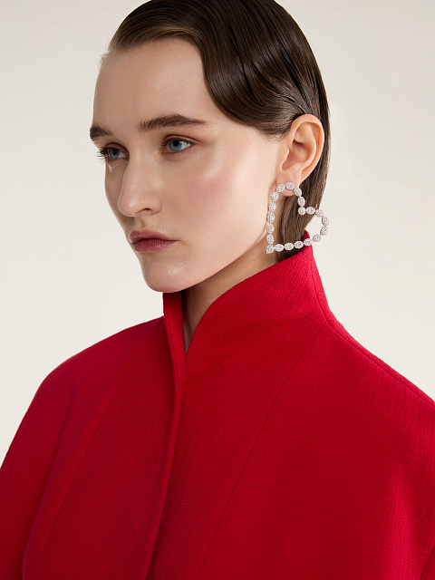 Серьги в виде сердец из белого золота с бриллиантами, 2 Серьги в виде сердец из белого золота с бриллиантами, 2