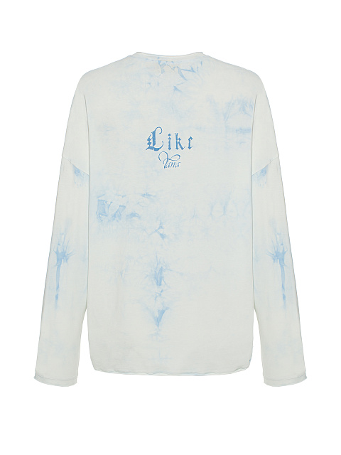 Бело-голубой tie-dye лонгслив из хлопка, 2 Бело-голубой tie-dye лонгслив из хлопка, 2