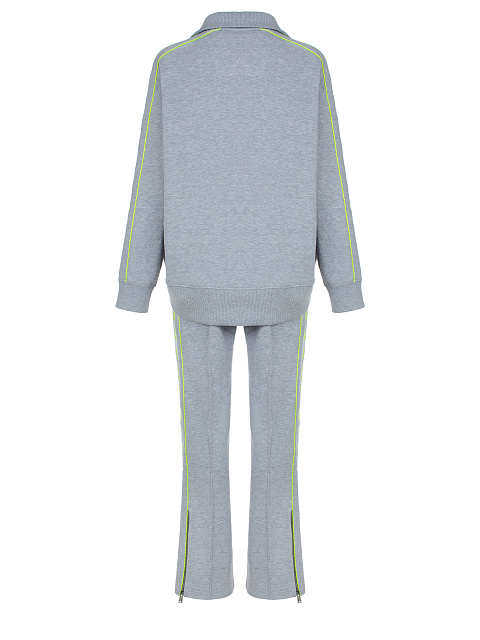 Серый трикотажный костюм с желтой вышивкой, 2
