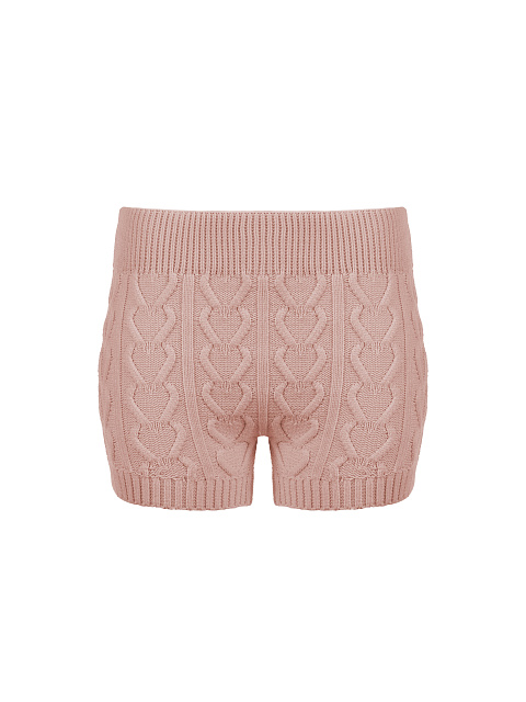 Розовый вязаный комплект из пуловера и шорт, 4