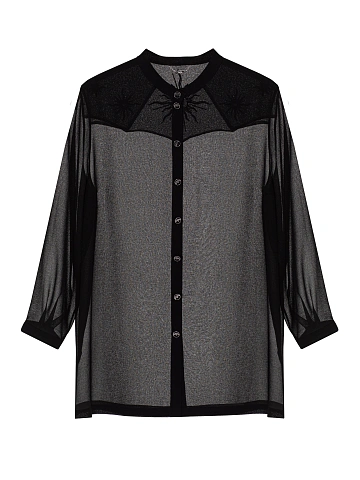 Черная блузка из шифона с вышивкой, 1