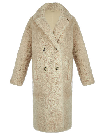 Бежевая шуба из овчины, 1