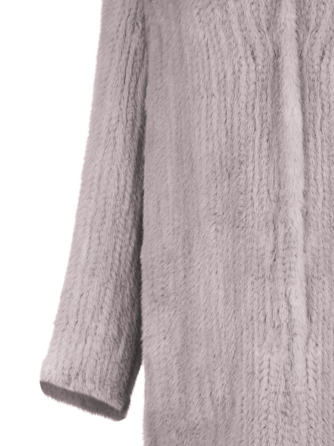 Серо-фиолетовая вязаная шуба из норкового меха, 3