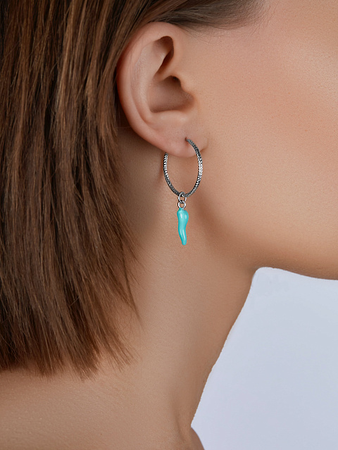 Хупсы из серебра с подвесками из эмали, 2 Хупсы из серебра с подвесками из эмали, 2