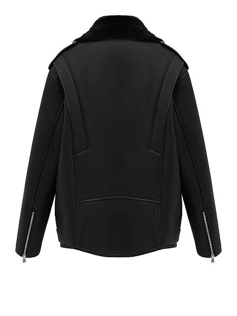 Черная объемная дубленка из овчины, 6